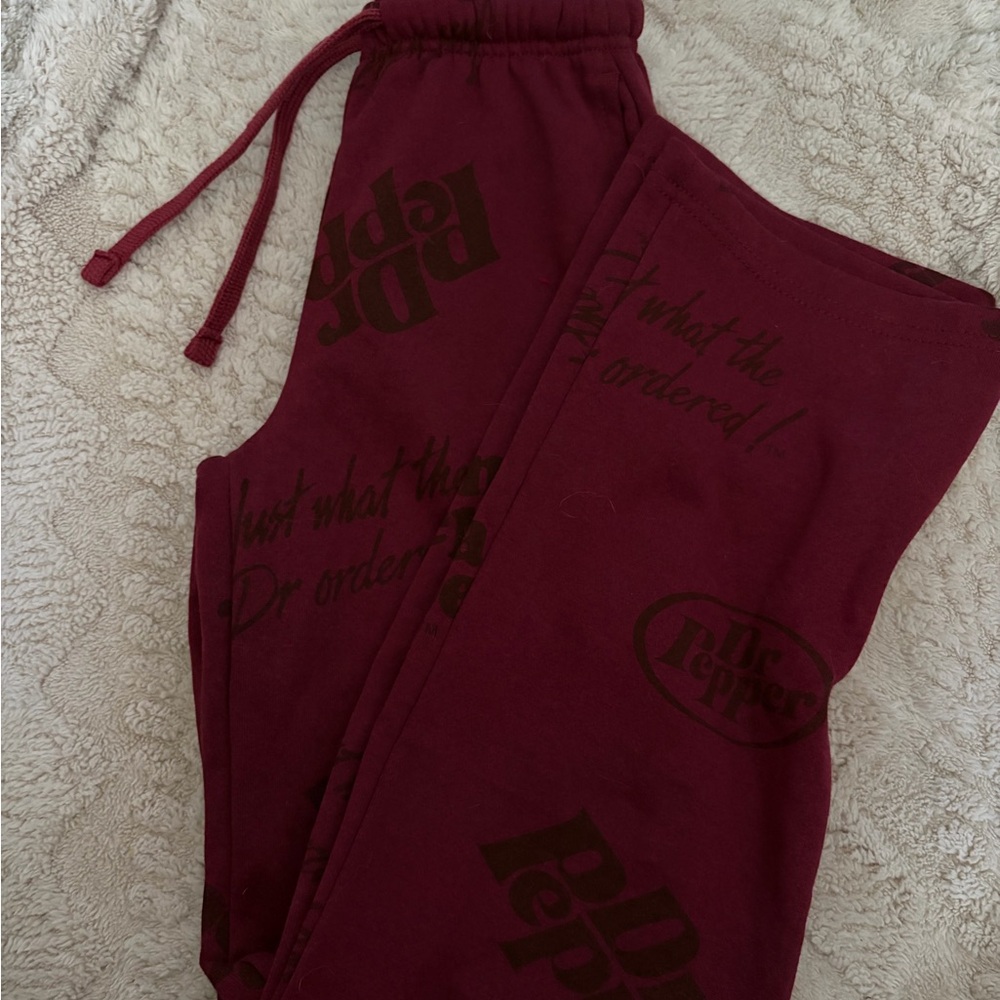 Dr Pepper Maroon Branded Cropped Sweatpants